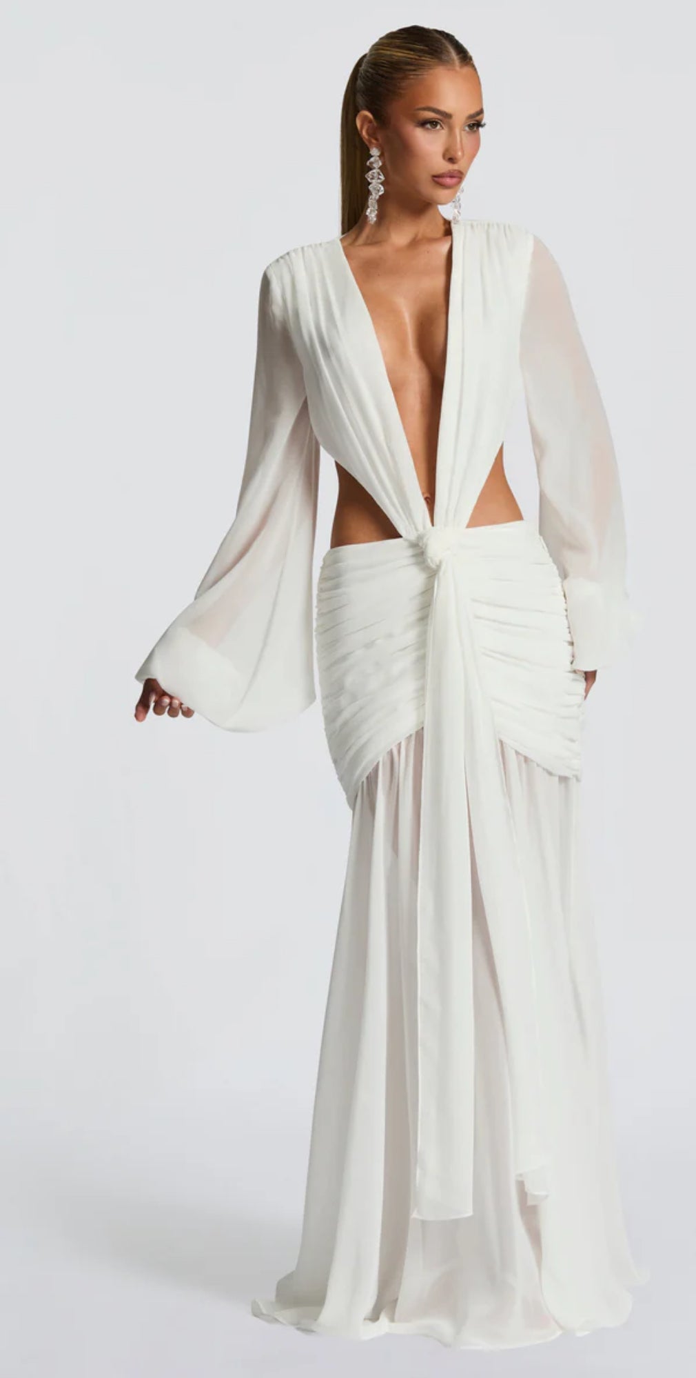 Plunge Draped Maxi Dress