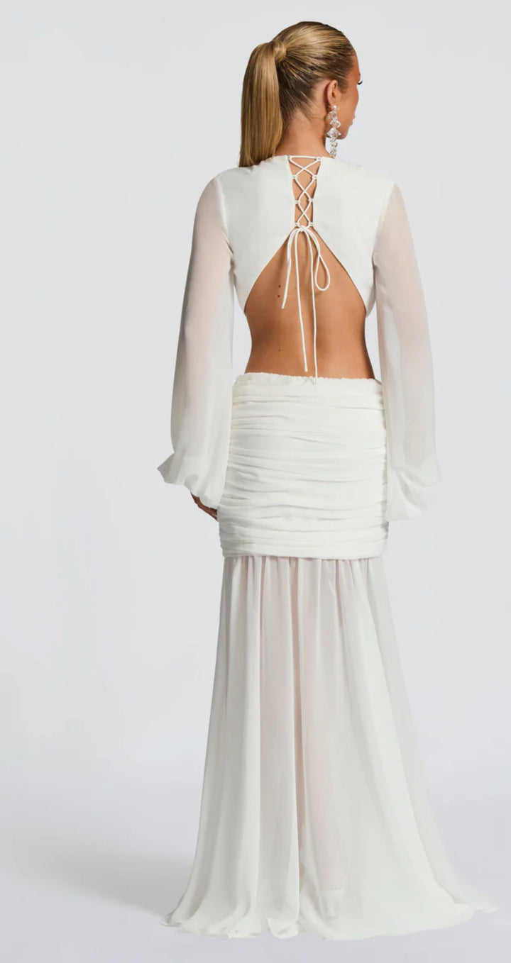 Plunge Draped Maxi Dress