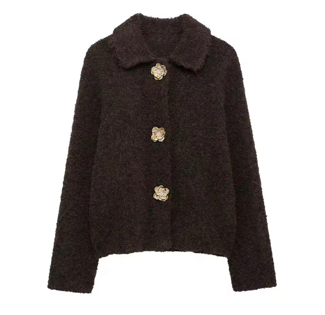 Eterna Damen Strickjacke mit großen Knöpfen – Elegante Cardigan Jacke
