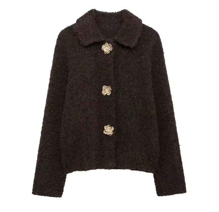 Eterna Damen Strickjacke mit großen Knöpfen – Elegante Cardigan Jacke