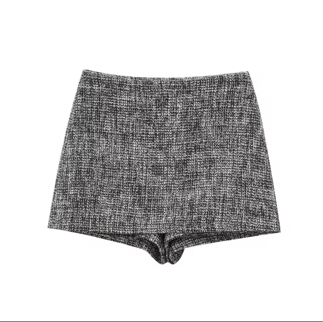 Zweiteiler Damen Set – Tweed Blazer Jacke & Minirock Grau