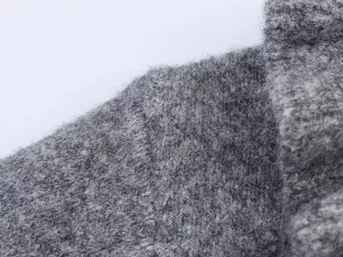 ELOVIA Damen Cardigan Grau – Strickjacke mit Rüschenkragen & Romantischem Design | Eleganter Pullover