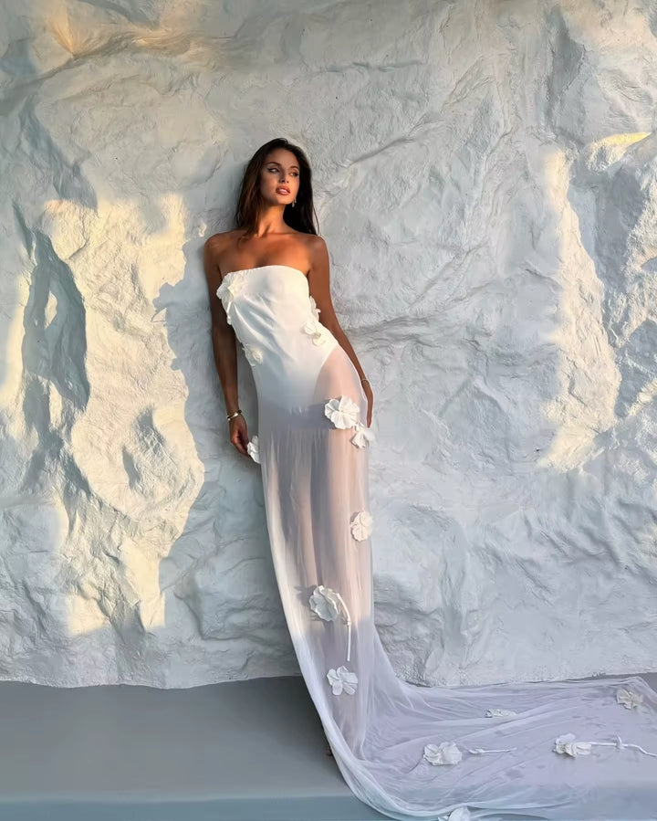 White Bloom Sheer Dress