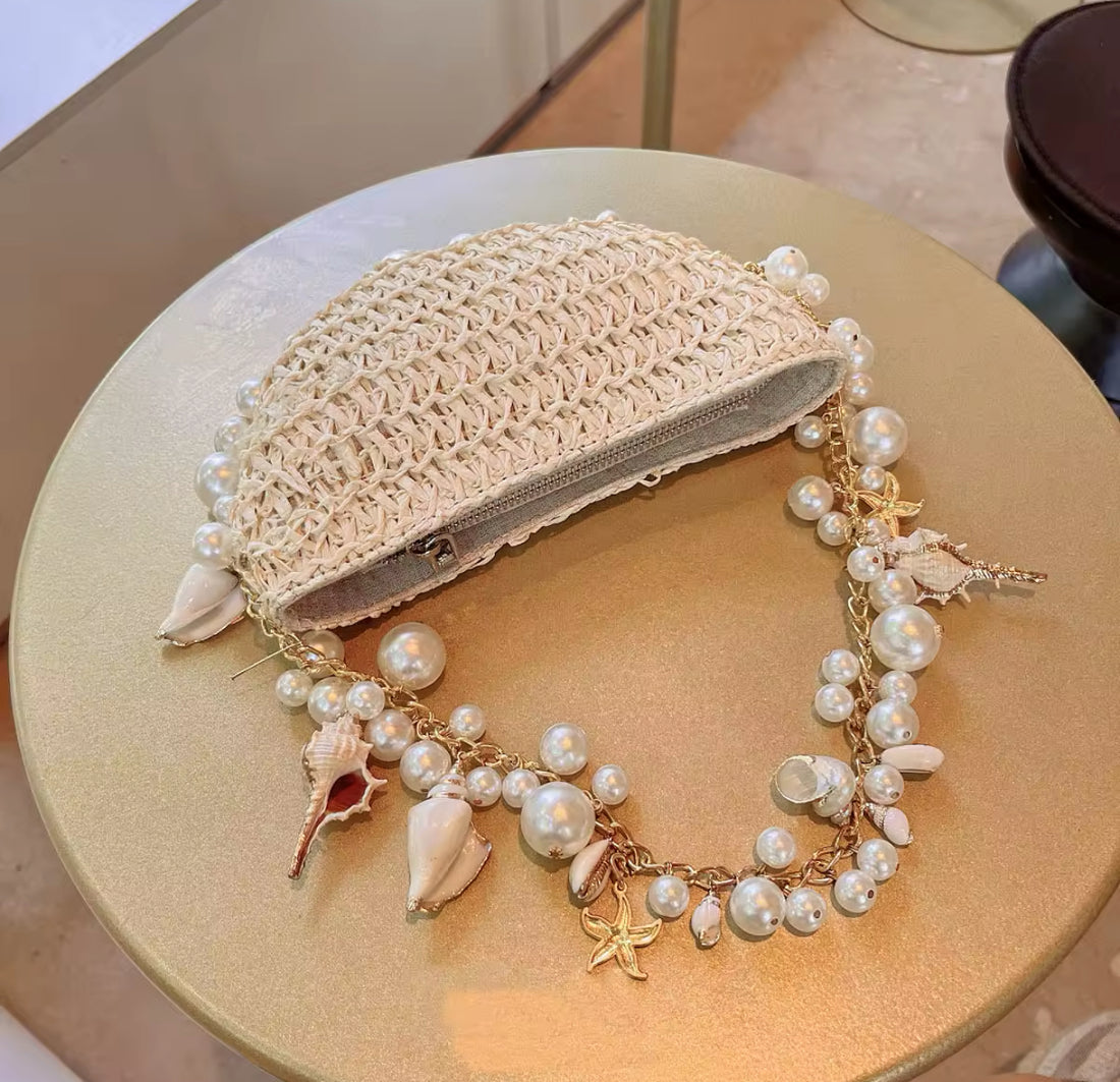 Boho Strandtasche mit Perlen & Muscheln