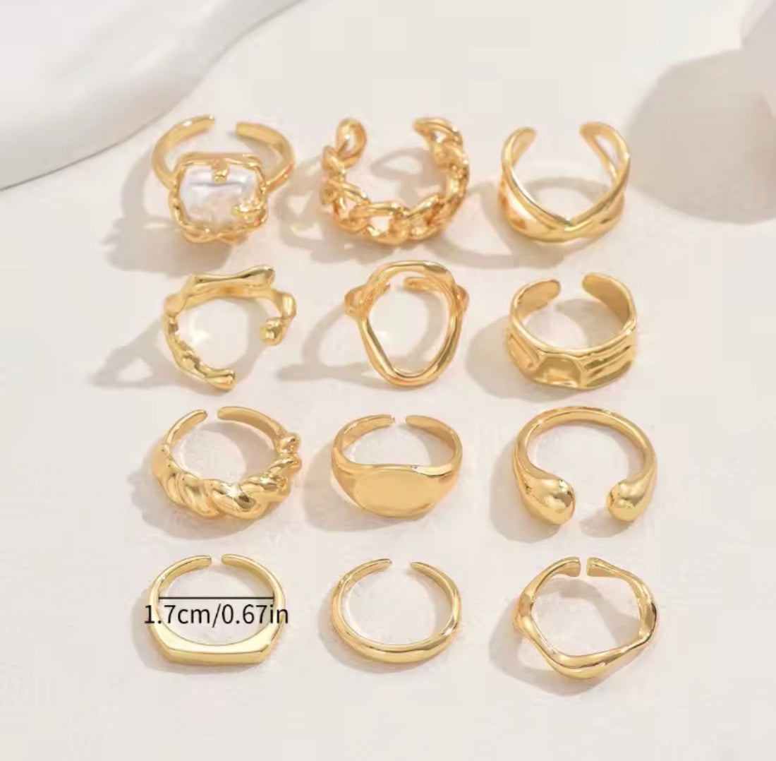 ORÉA Damen Goldring Set – Eleganter Modeschmuck, Minimal & Statement Ringe
