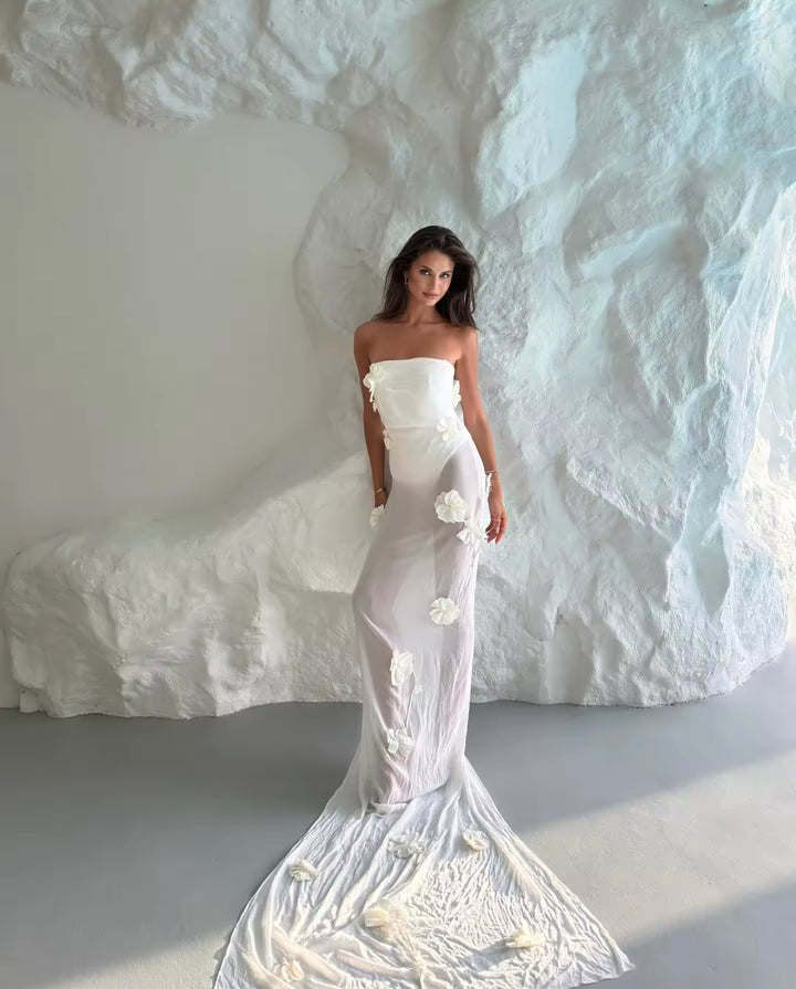 White Bloom Sheer Dress