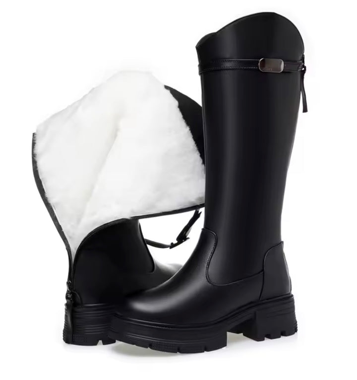 Damen Winterstiefel „Laura“ Schwarz – Gefütterte Wasserdichte Schneestiefel mit Warmfutter & Rutschfester Sohle