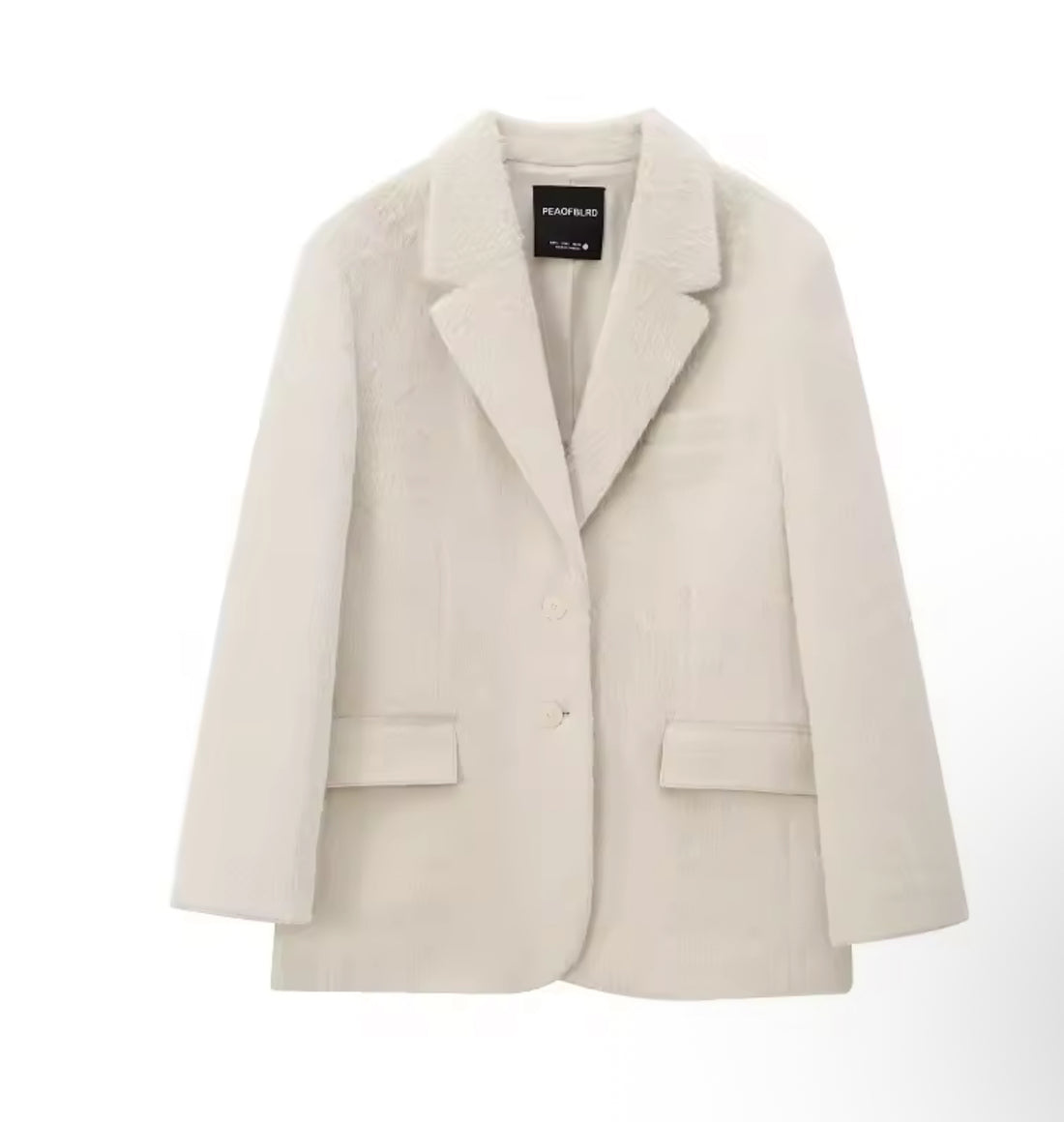 PEACOBIRD Premium Damen Cord Blazer Beige – Oversized Business Casual Sakko