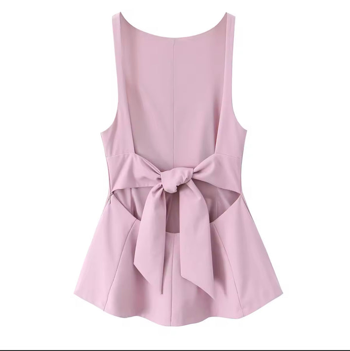Tailliertes Peplum Top mit Bindeschleife