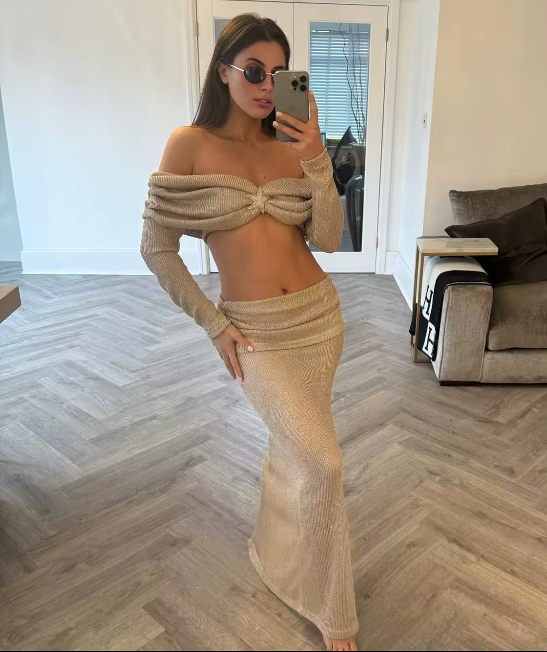 LUMÉA Gold Set – Off Shoulder Zweiteiler