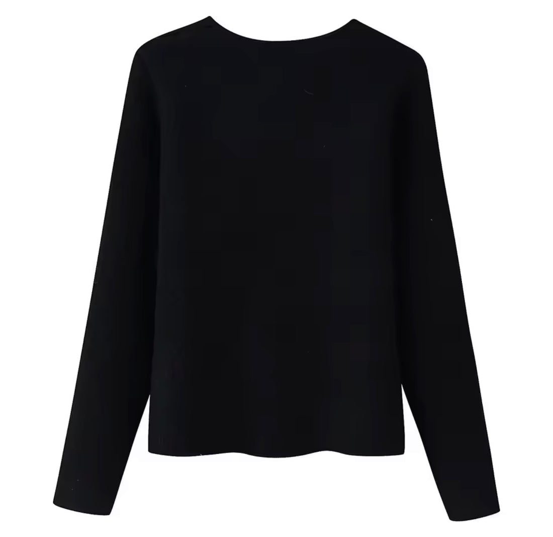 FIORELLA Damen Strickjacke – Schwarz Cardigan mit Statement-Knöpfen