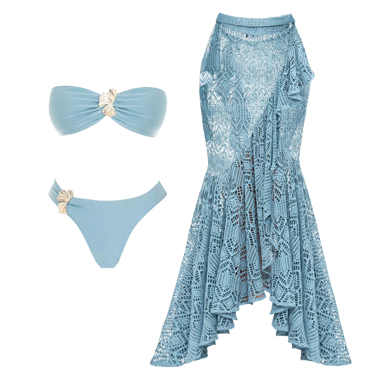 SeaLuxe Set – Bikini & Crochet Skirt