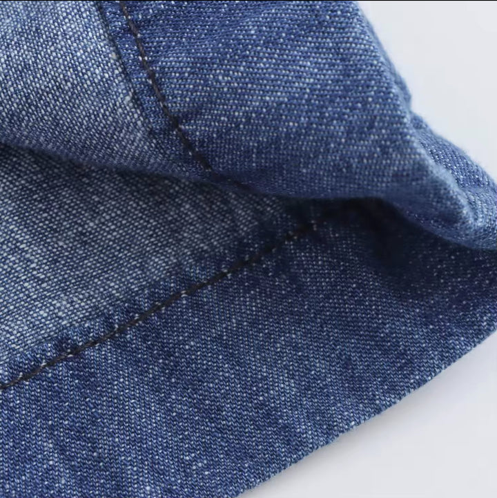 LYNNORA Damen Denim Set – Zweiteiler mit Weitbein-Hose & Taillierter Bluse aus Leichtem Jeansstoff