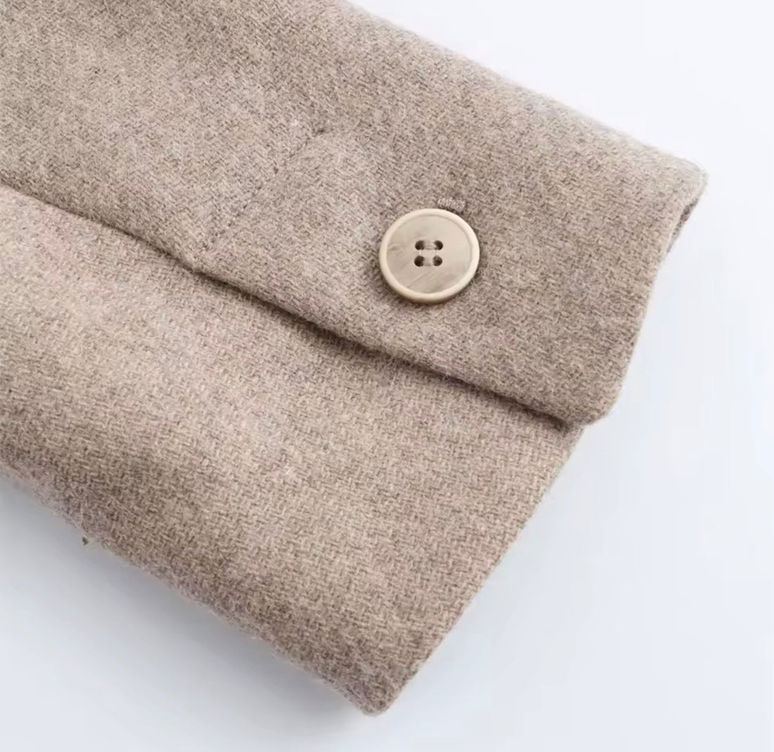 Velora Damen Wintermantel – Eleganter Wollmantel mit Kunstpelzkragen & Bindegürtel