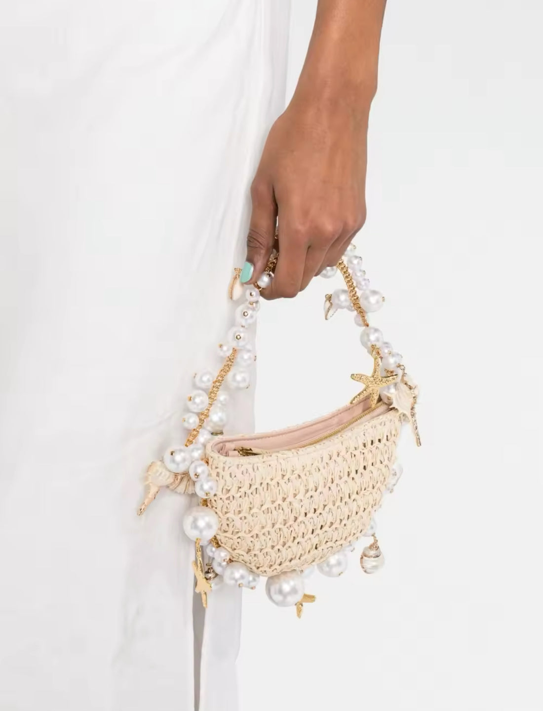 Boho Strandtasche mit Perlen & Muscheln
