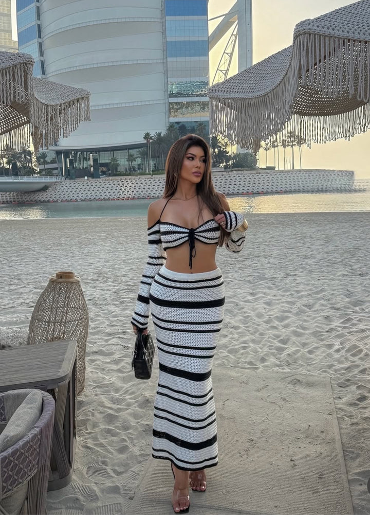 Striella Knit Set – Black & Ivory Luxe Edition