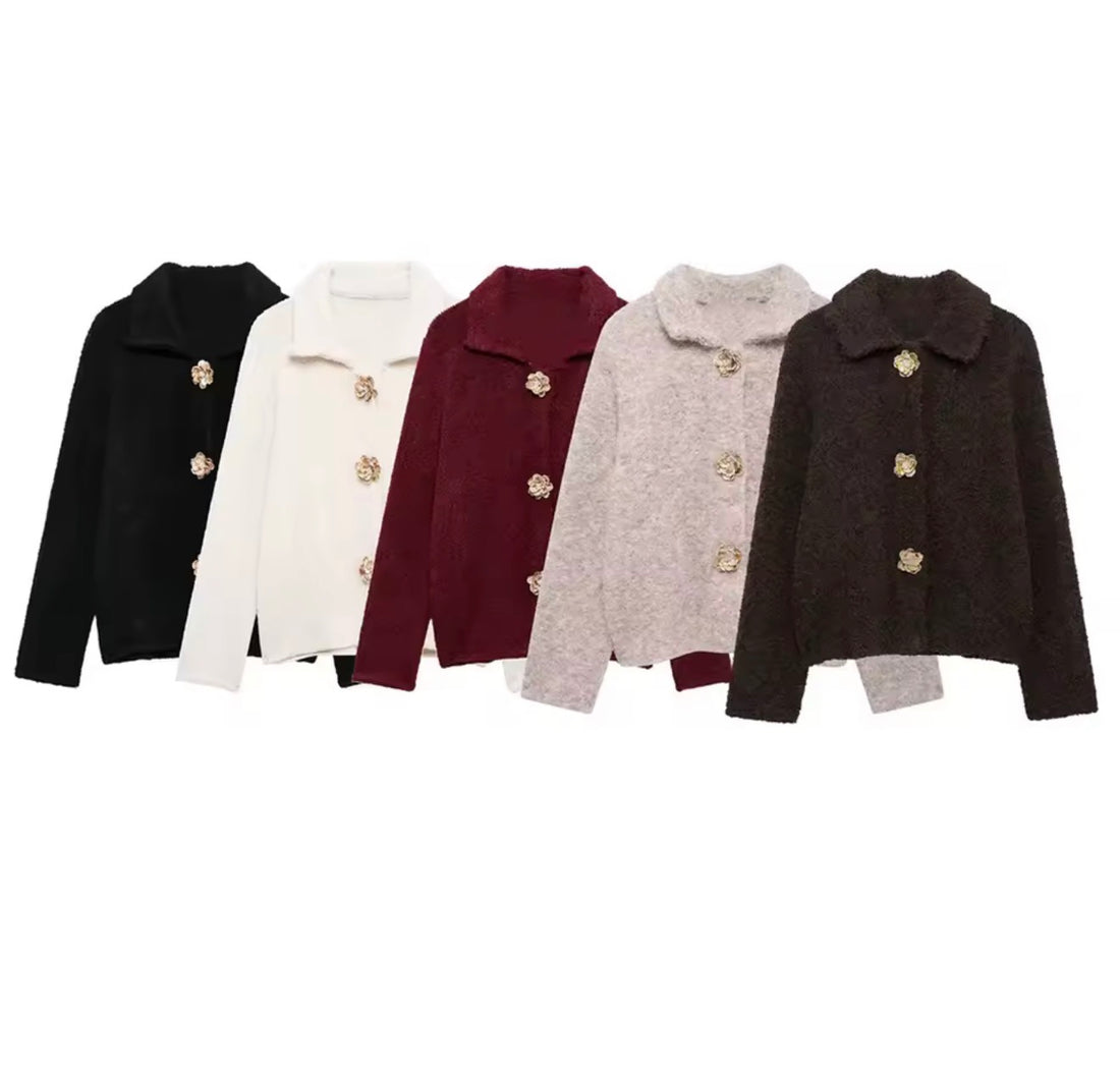 Eterna Damen Strickjacke mit großen Knöpfen – Elegante Cardigan Jacke