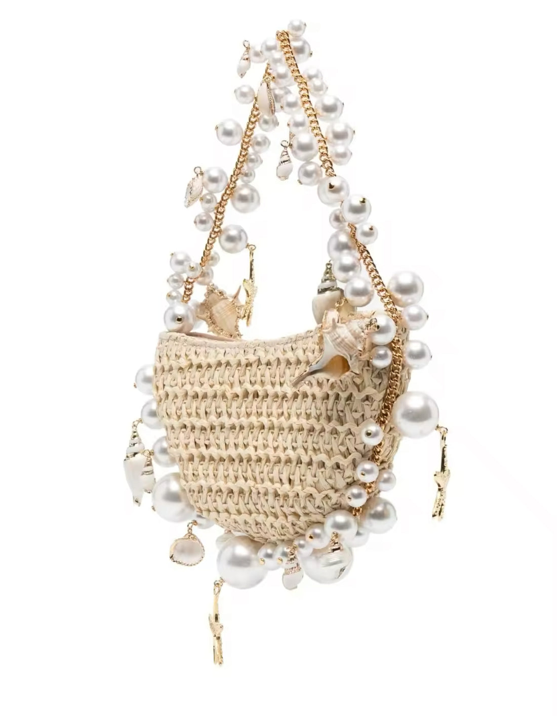 Boho Strandtasche mit Perlen & Muscheln
