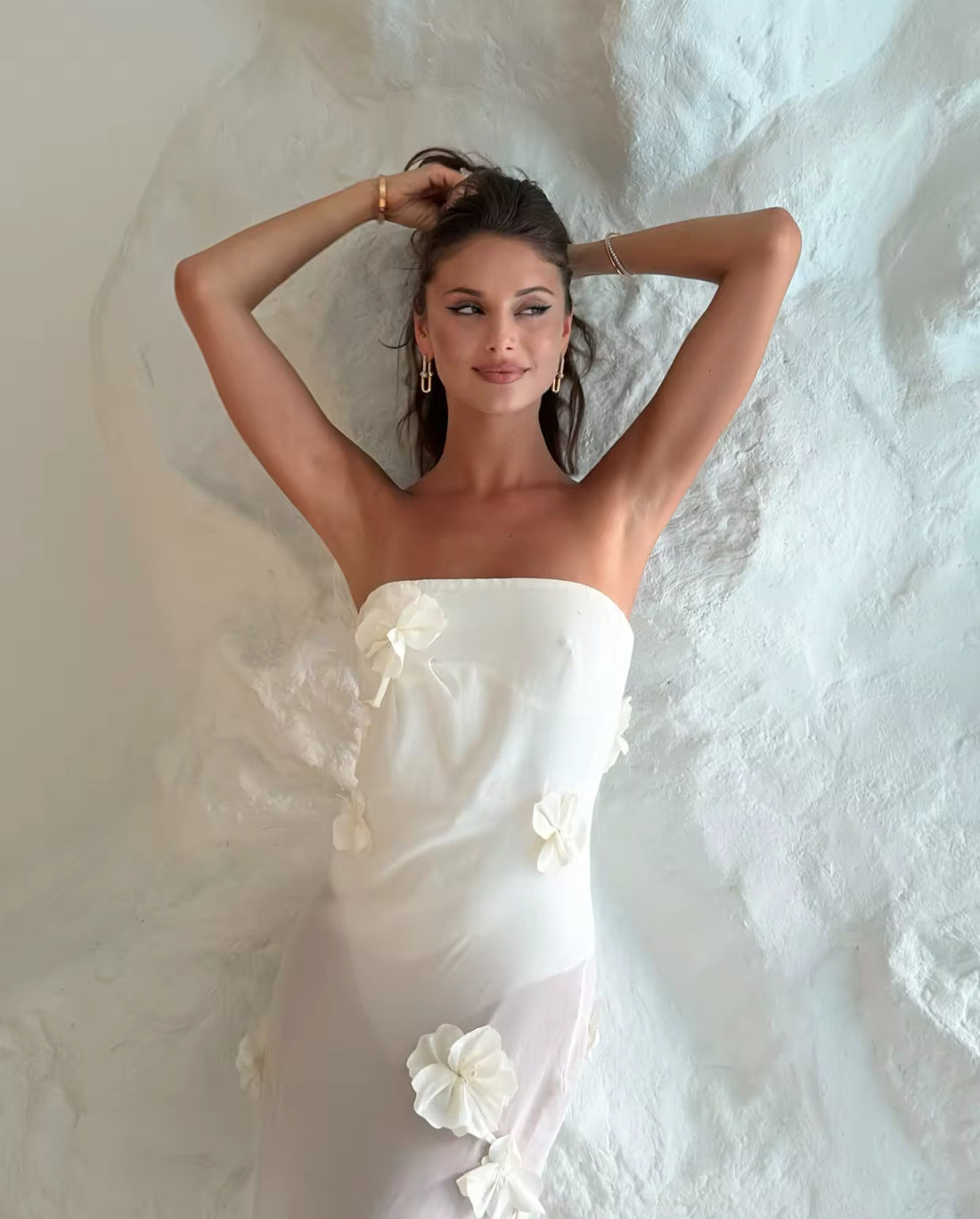 White Bloom Sheer Dress