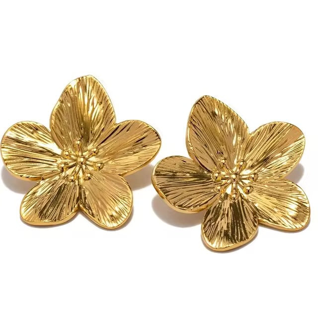 Elegante Vintage Blumen Ohrstecker aus 18K vergoldetem Edelstahl - Hypoallergene Ohrringe für Damen