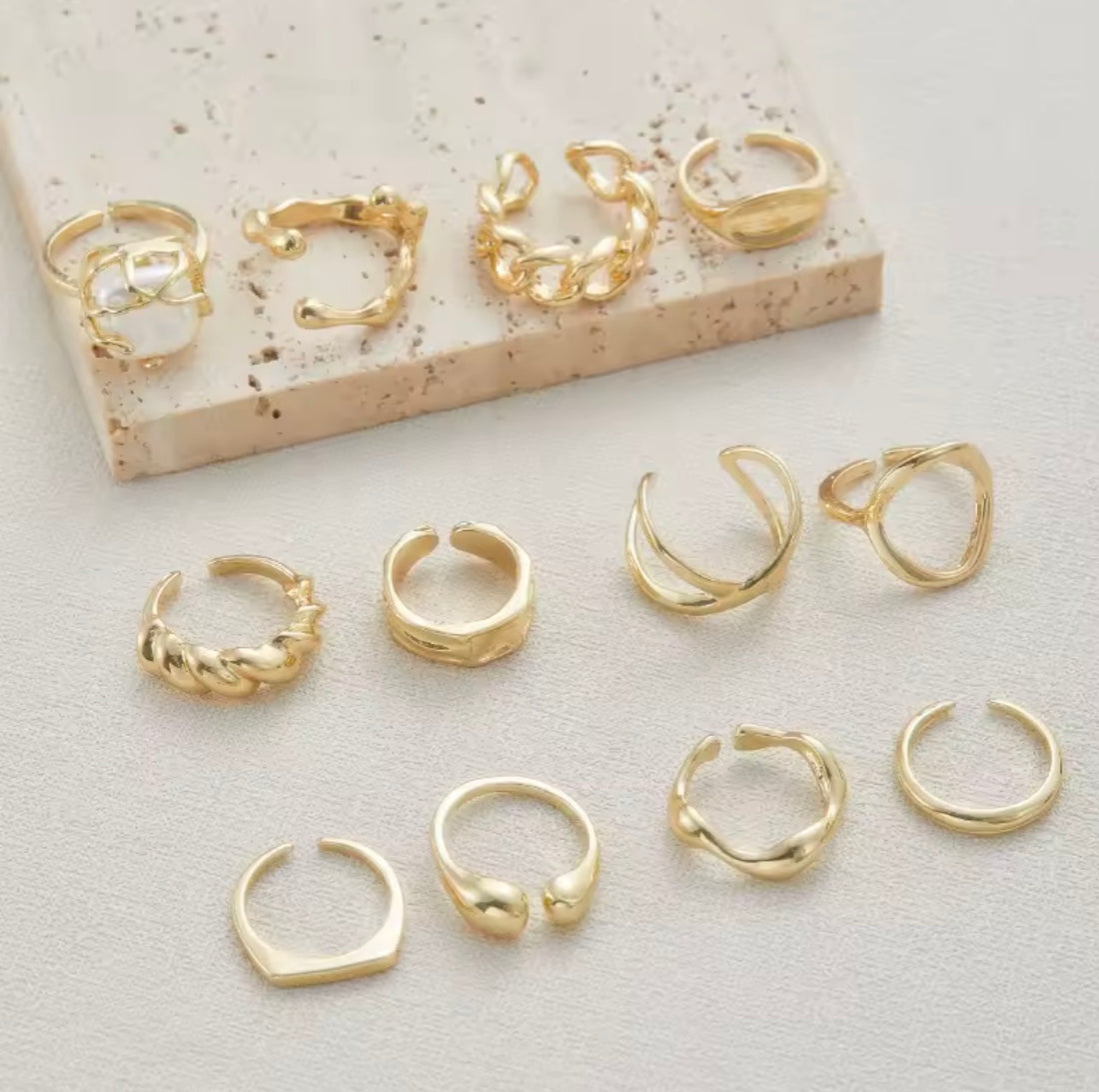 ORÉA Damen Goldring Set – Eleganter Modeschmuck, Minimal & Statement Ringe