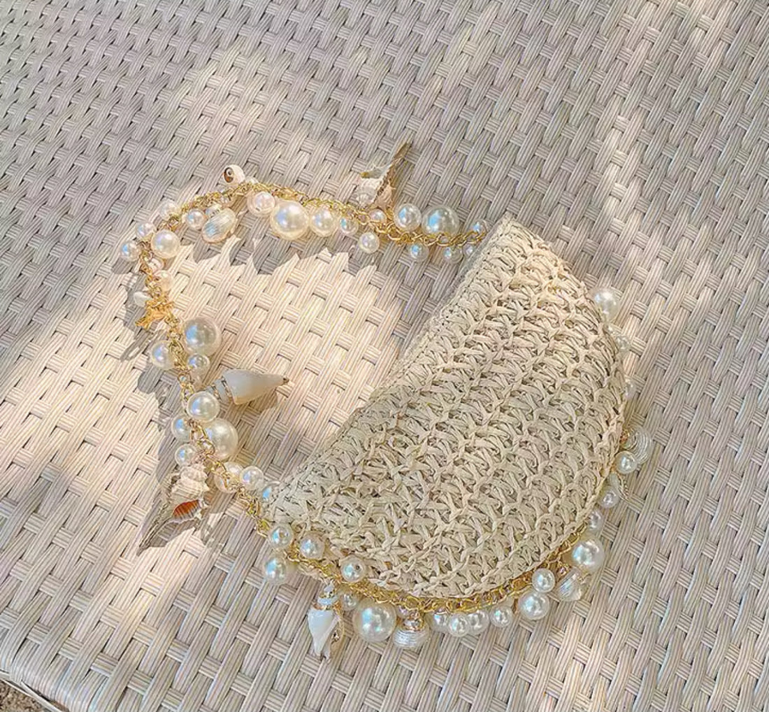 Boho Strandtasche mit Perlen & Muscheln
