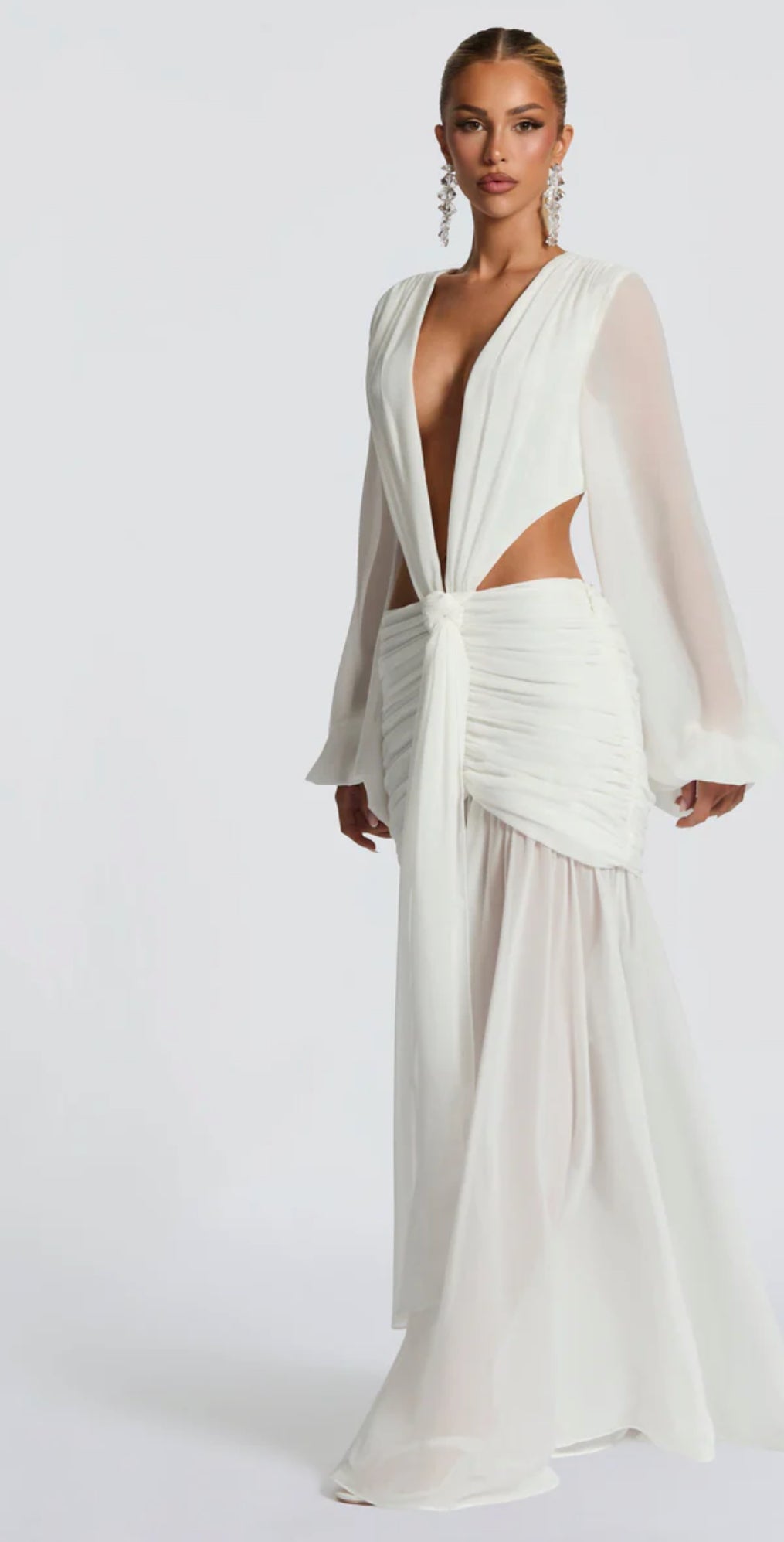 Plunge Draped Maxi Dress