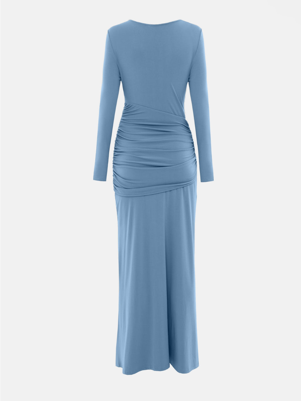 Monea Abendkleid Blau – Elegantes Maxikleid mit Drapierung & Cut-Out Schulter