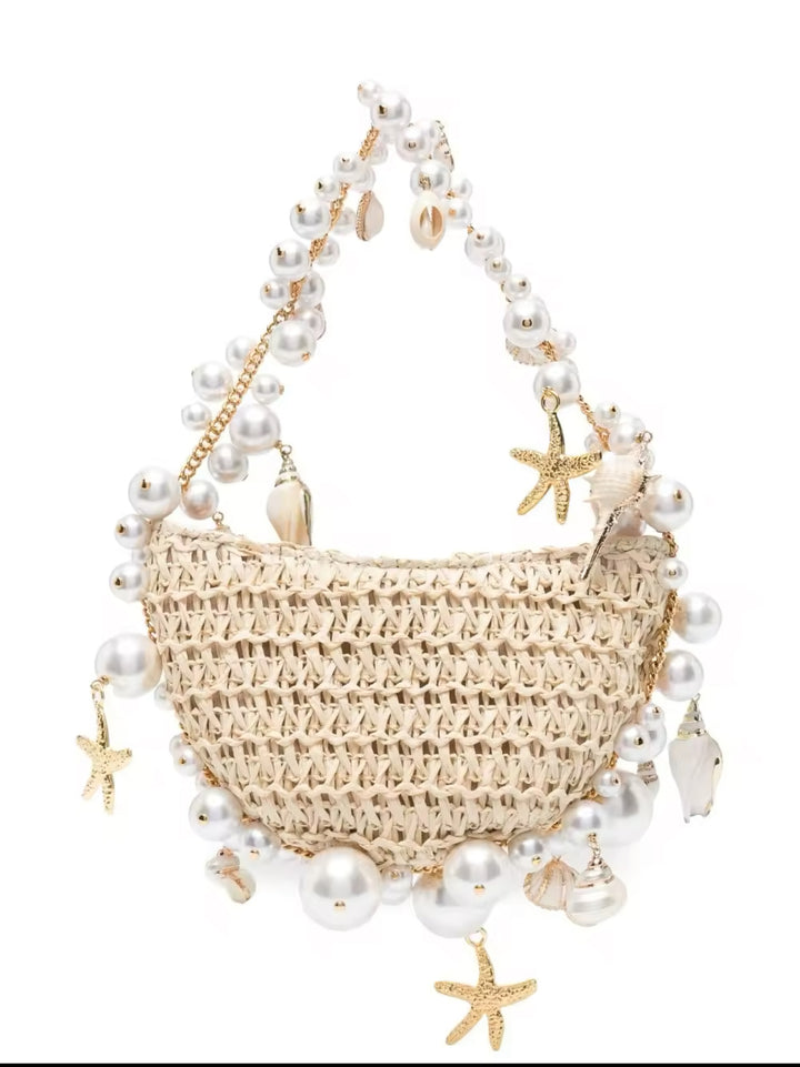 Boho Strandtasche mit Perlen & Muscheln