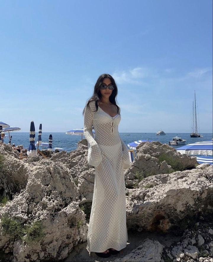 Boho Strick Strandkleid