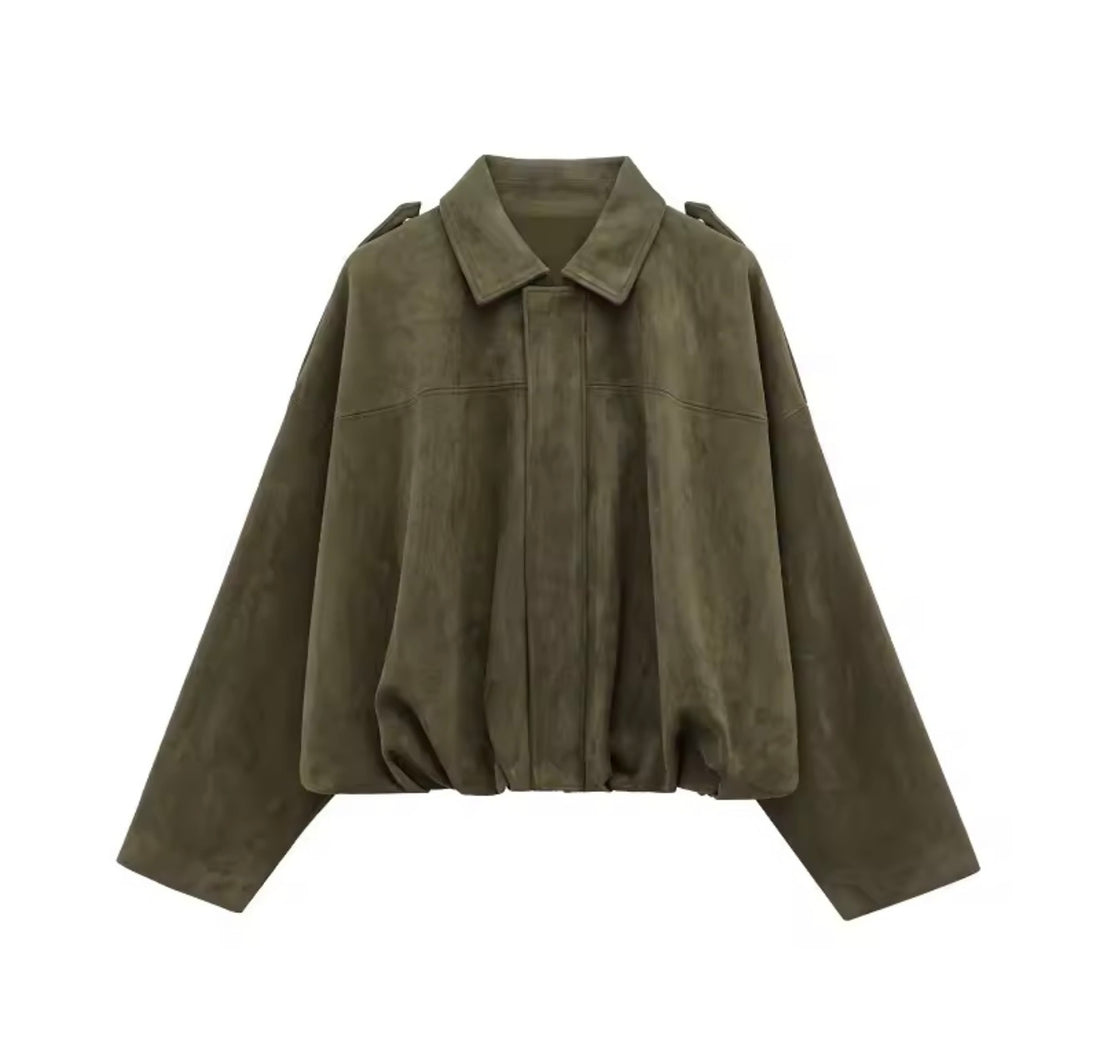 Oversize Damen Lederjacke Vintage Look – Herbst Winter Übergangsjacke