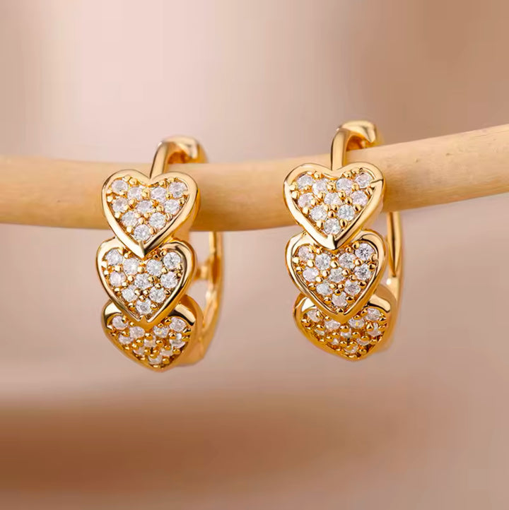 Golden Love Heart Hoops