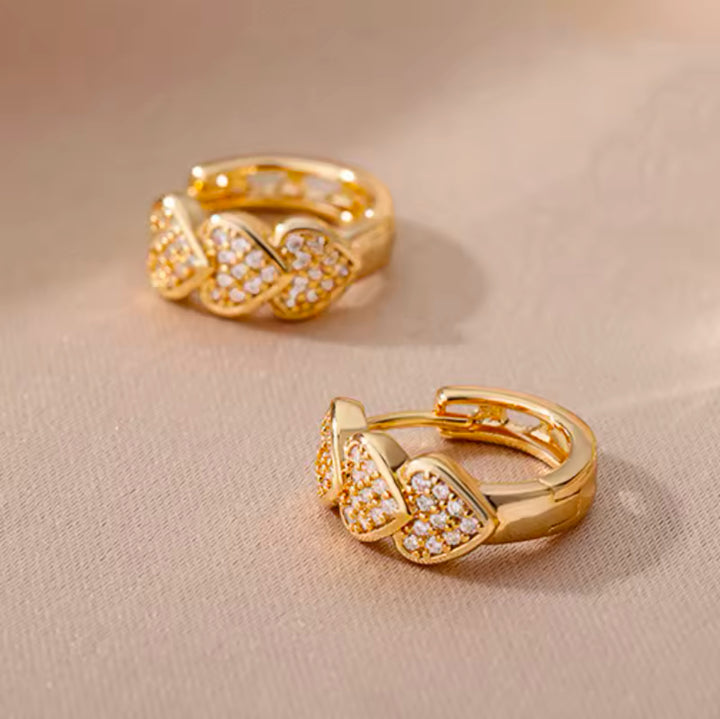 Golden Love Heart Hoops