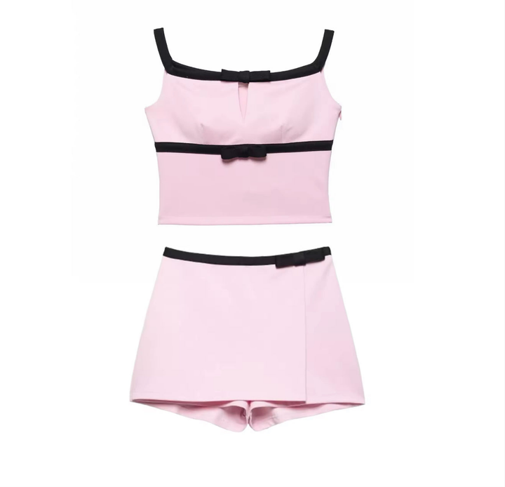 Zweiteiler Set Rosa – Crop Top & Minirock