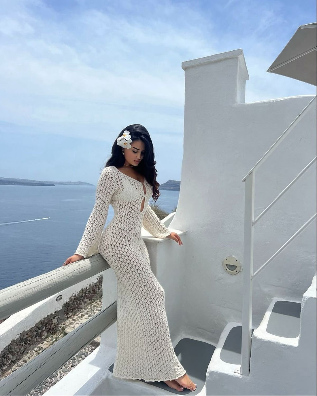 Boho Strick Strandkleid
